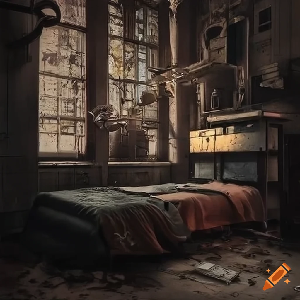Computer engineer transforms an abandoned industrial space into a cozy bedroom with dieselpunk aesthetics
