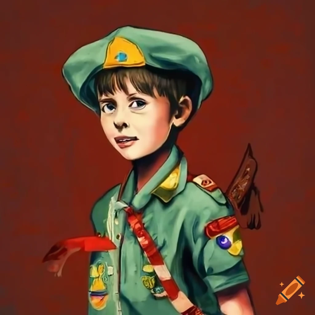 Mural of 4 young Scouts on a journey to the future