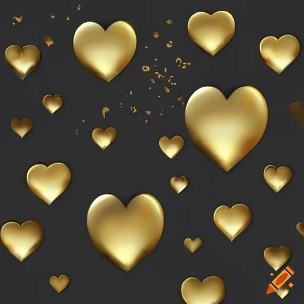 Black and gold hearts pattern on Craiyon