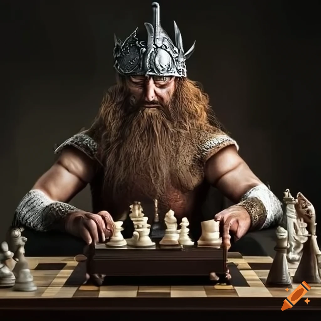 Viking playing chess on Craiyon