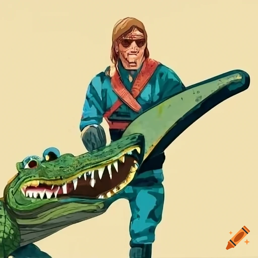 Action figure with a boomerang and a knife in a crocodile dundee style