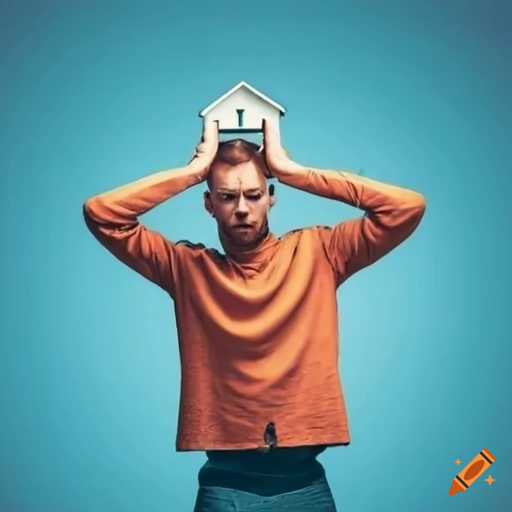 Stressed man outside house worried about payments and expenses