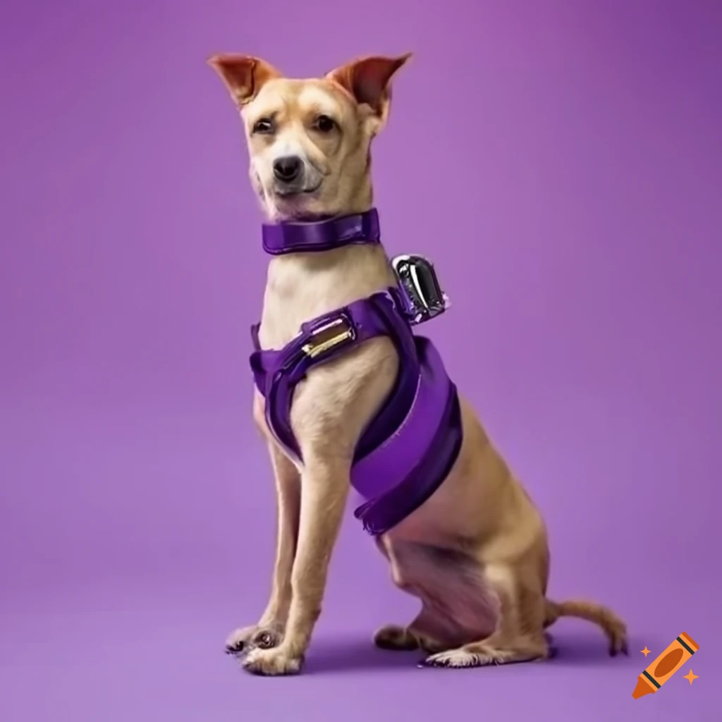 Purple harness on dog on Craiyon