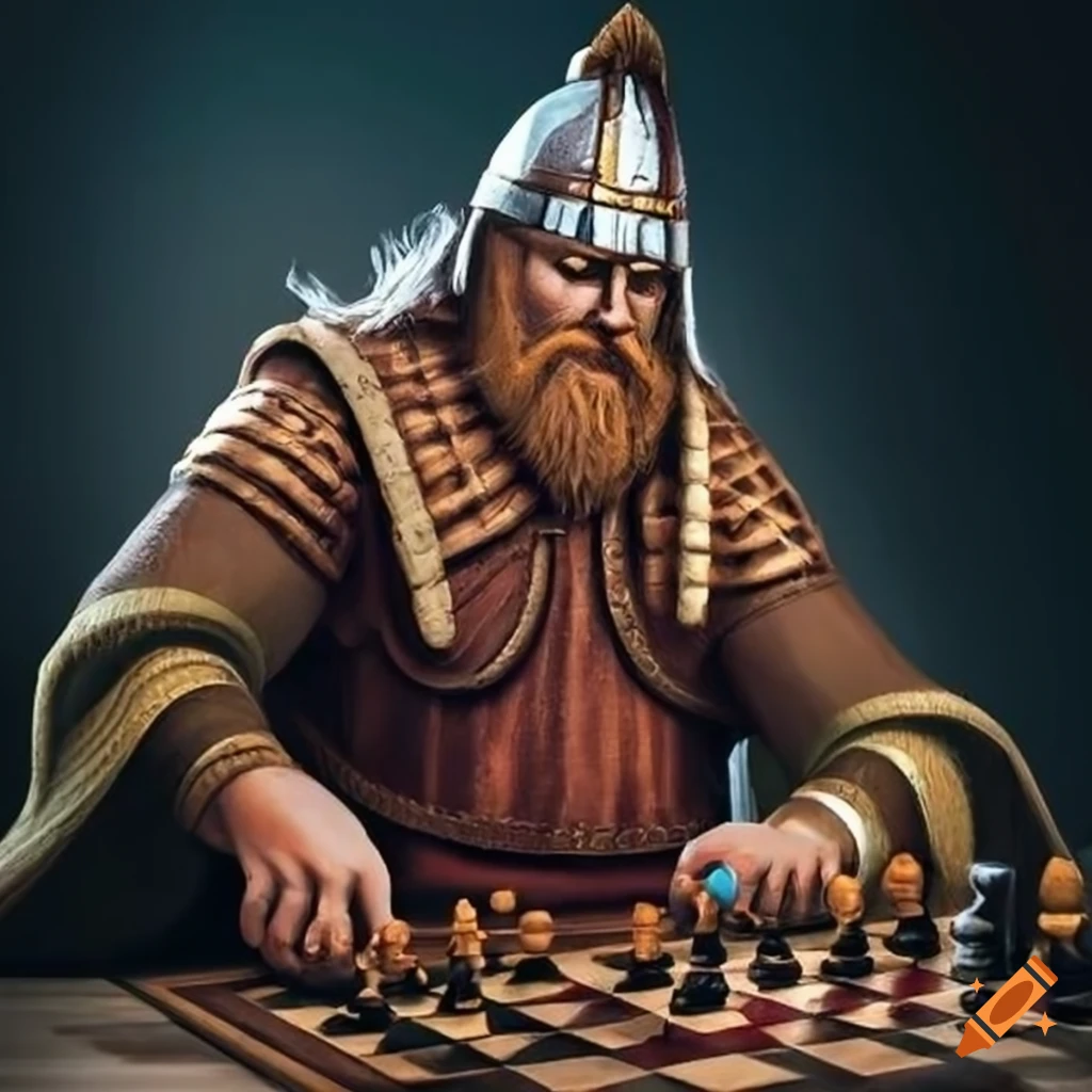 Viking playing chess on Craiyon