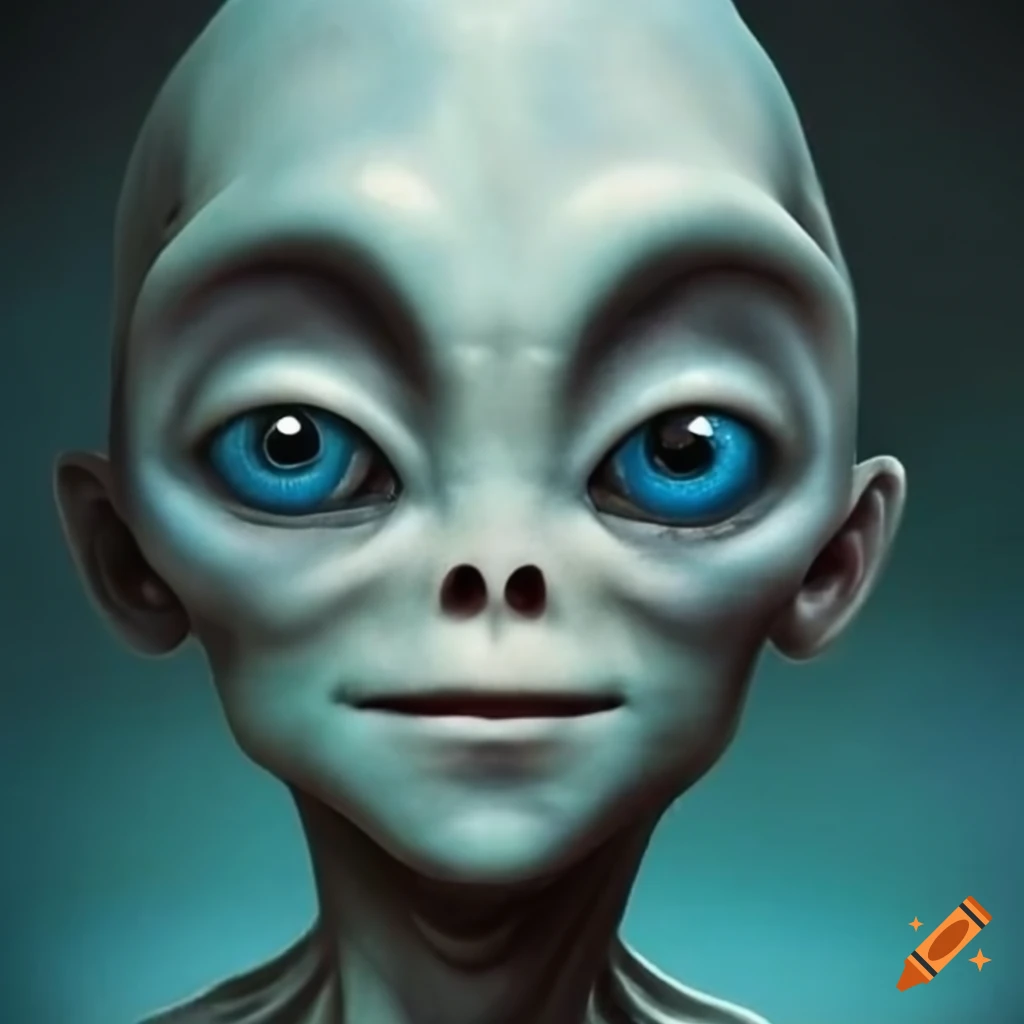 Friendly alien with big eyes and pronounced cheekbones on Craiyon