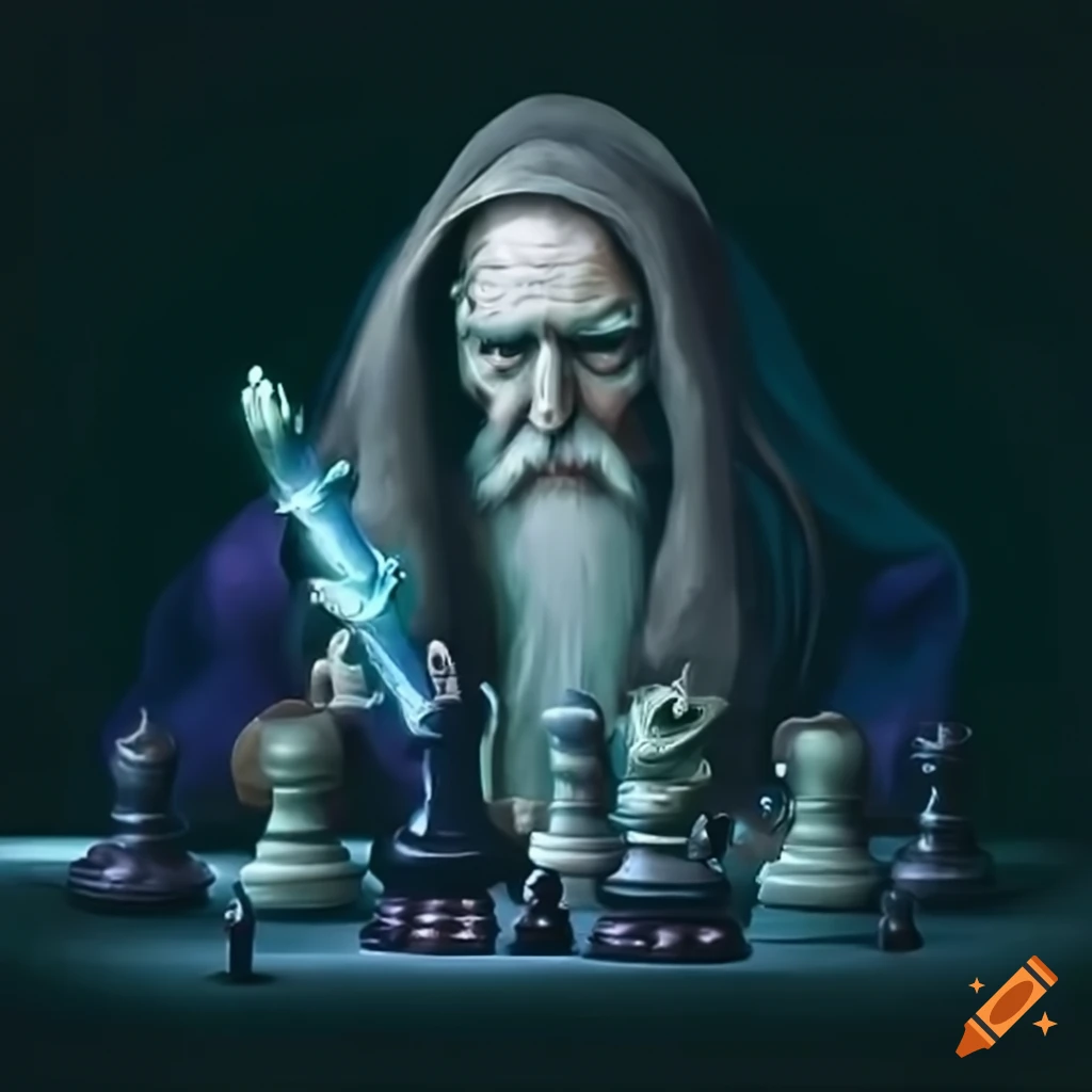 Wizard playing chess on Craiyon