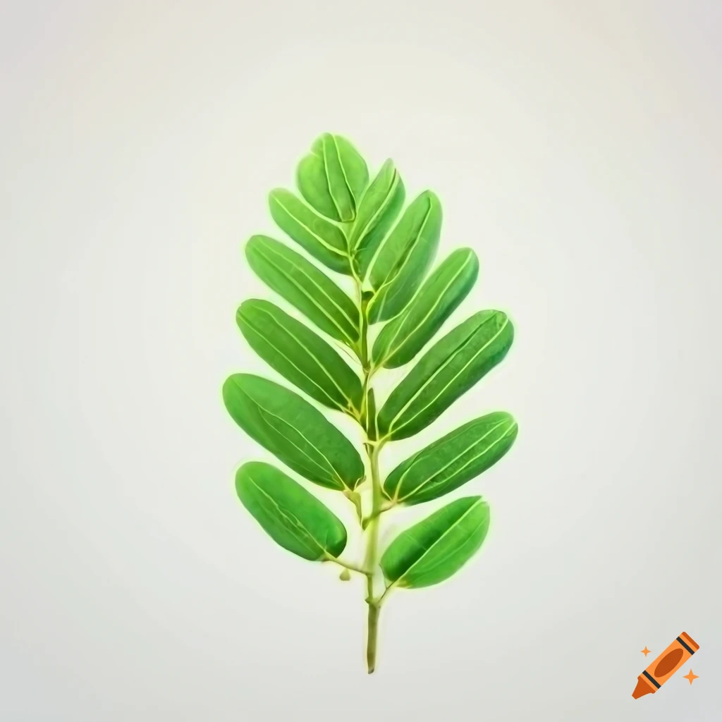 Moringa leaves on a white background