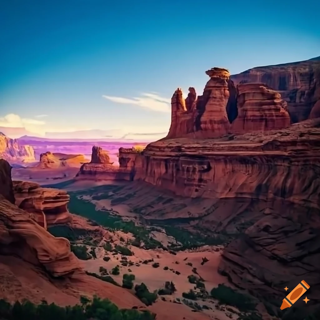 Canyonlands with mountain biker on trail and smaller hoodoos in valley
