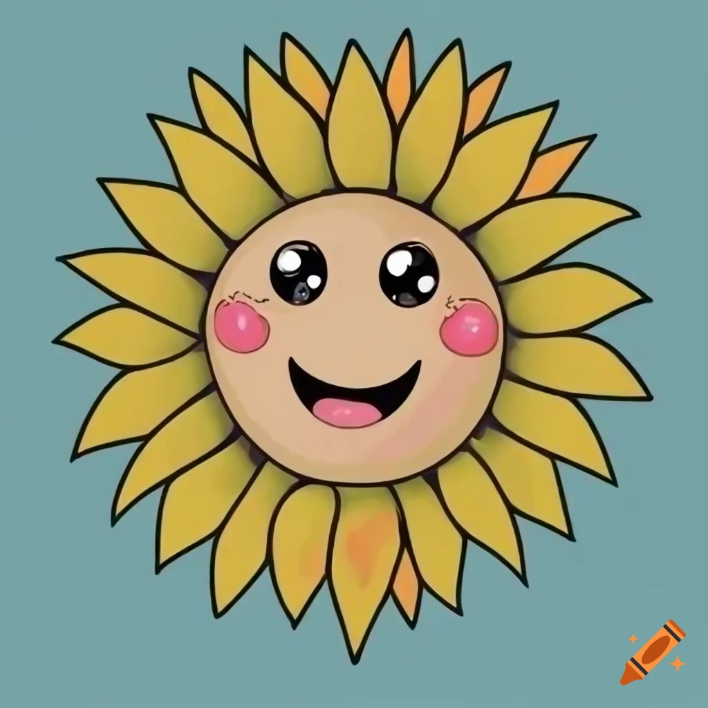 Cute smiling sunflower illustration on Craiyon