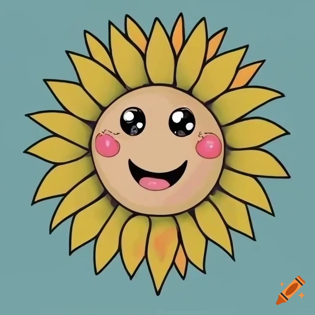 Cute smiling sunflower illustration