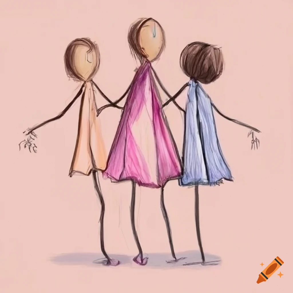 Three Girls Tan - Olivia Scriven - Drawings & Illustration, People &  Figures, Family & Friends, Friends - ArtPal
