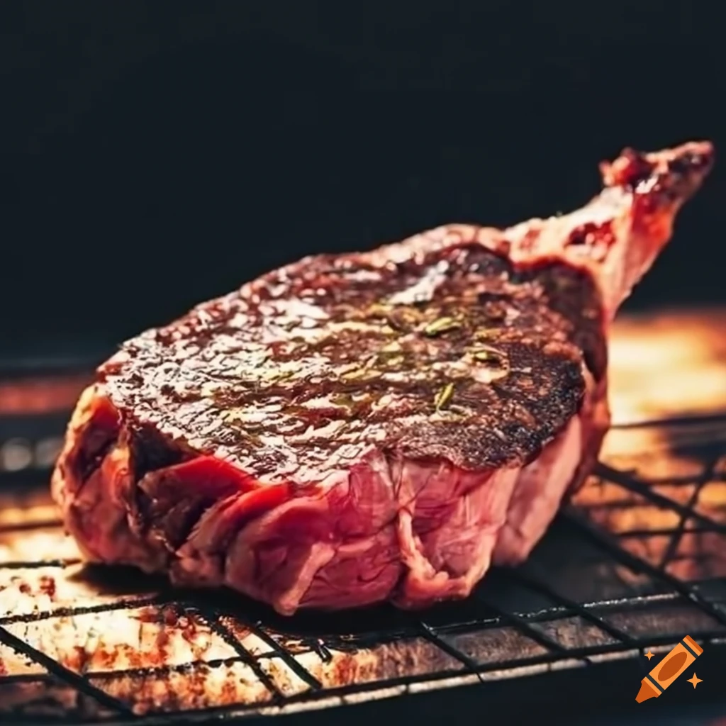 Grilled steak on a mesh grill mat