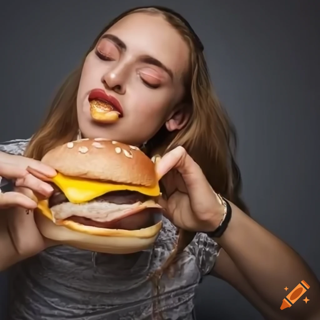 Persona disfrutando una hamburguesa doble con tocineta y queso amarillo