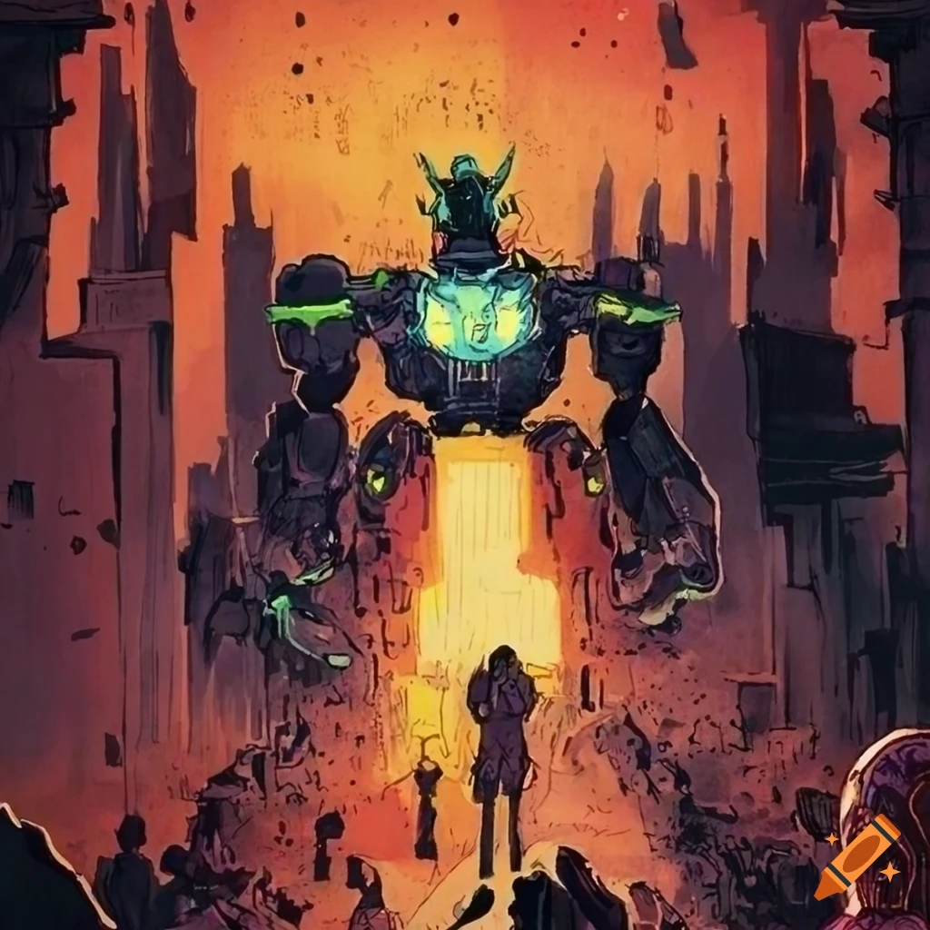 Soul mecha graphic novel poster by james gurney on craiyon