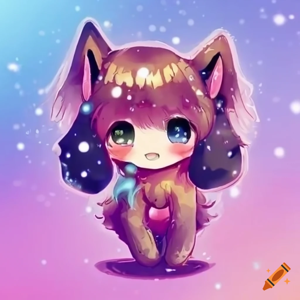 Glitter dog chibi illustration