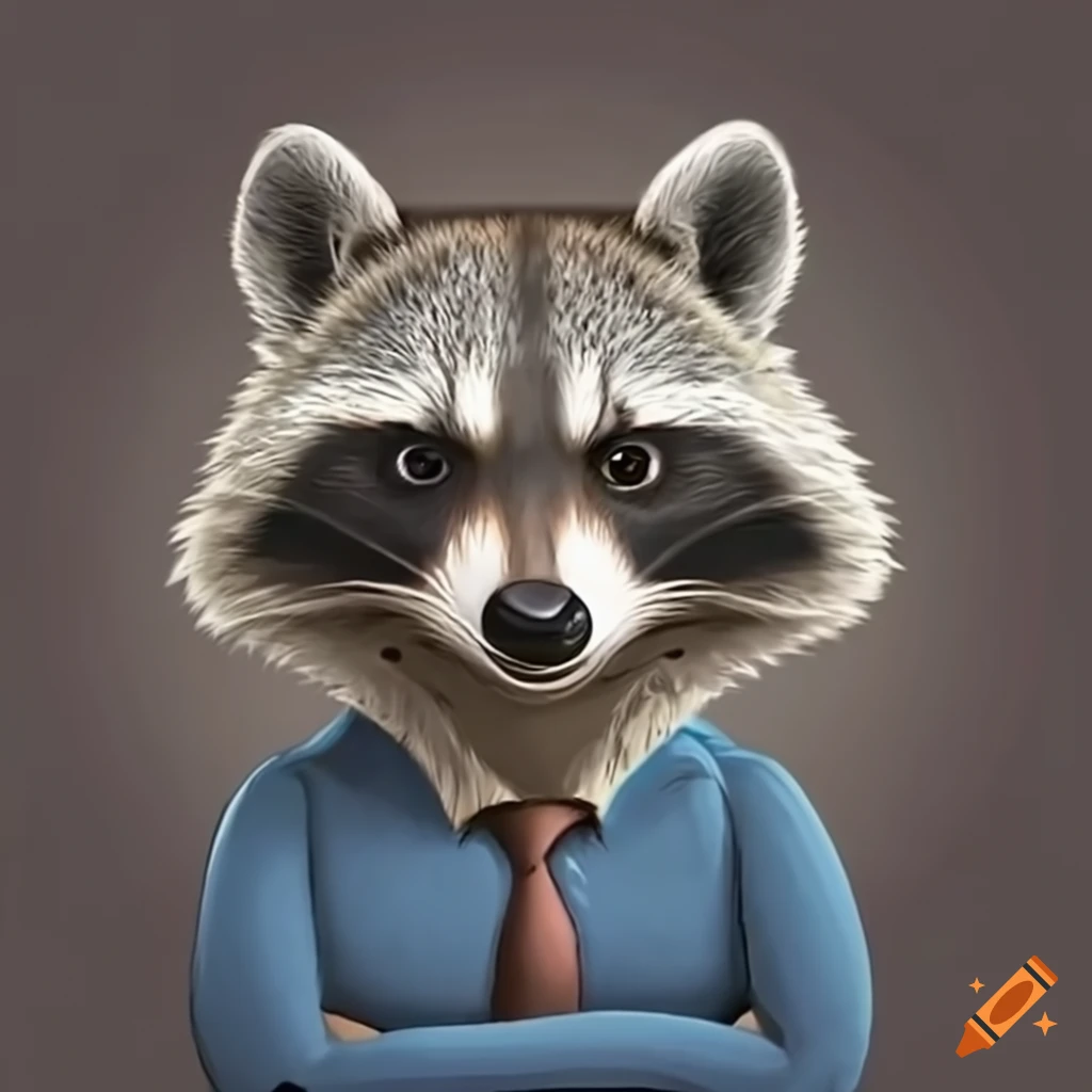 Angry raccoon with arms crossed