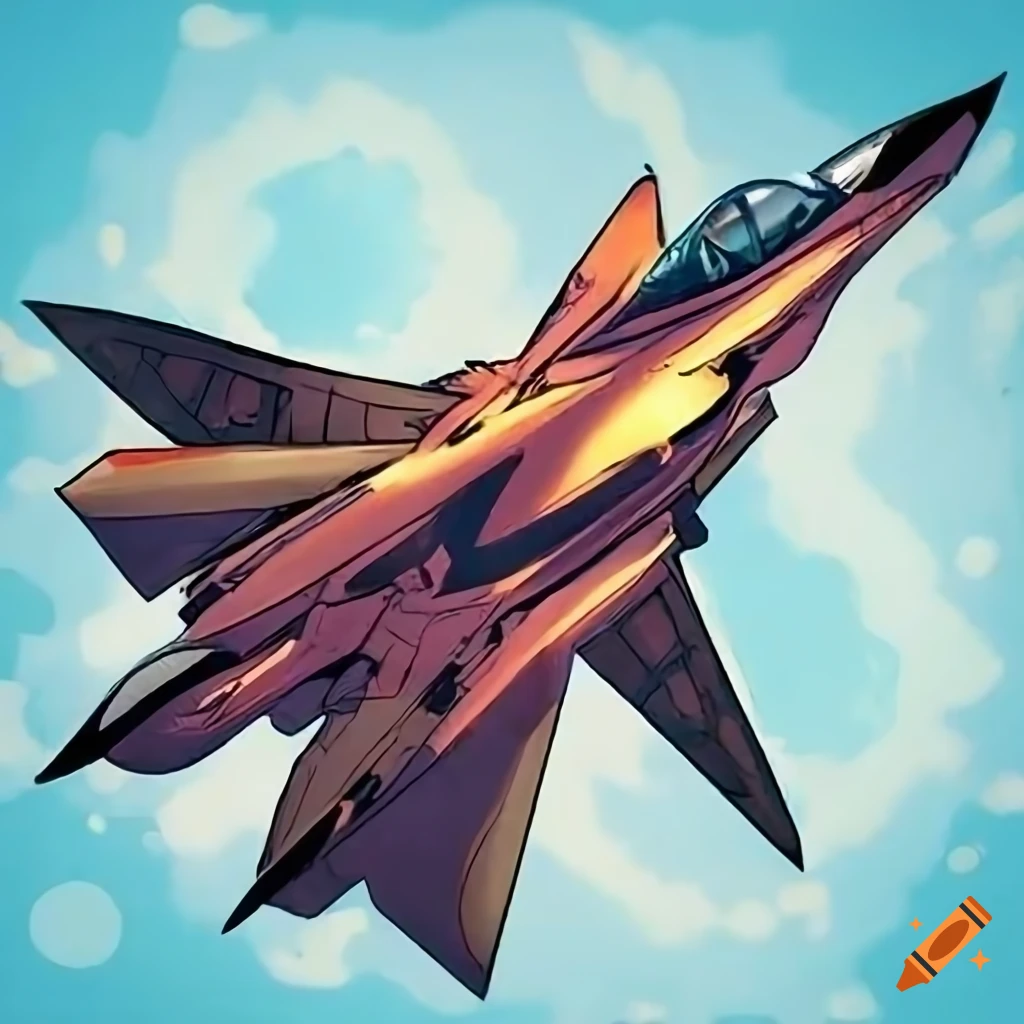 Fighter jet in japanese manga art style on Craiyon