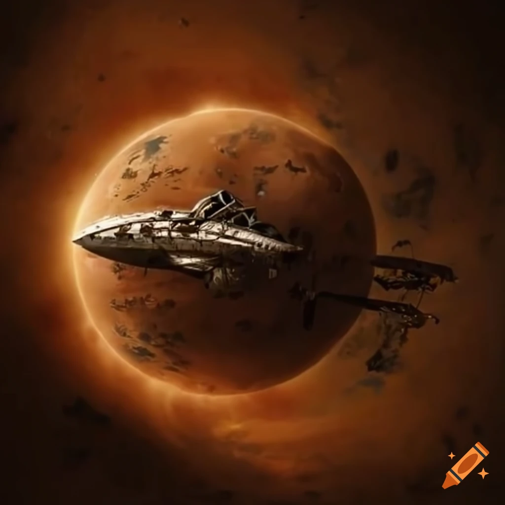 Mesmerizing spaceship wreckage on a barren planet on Craiyon