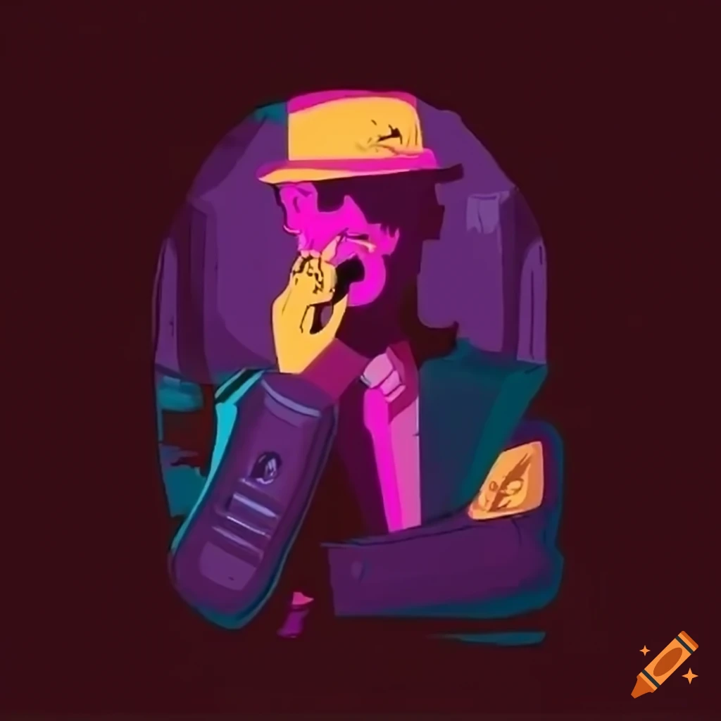Futuristic male detective investigating a mysterious case in a dimly lit alley