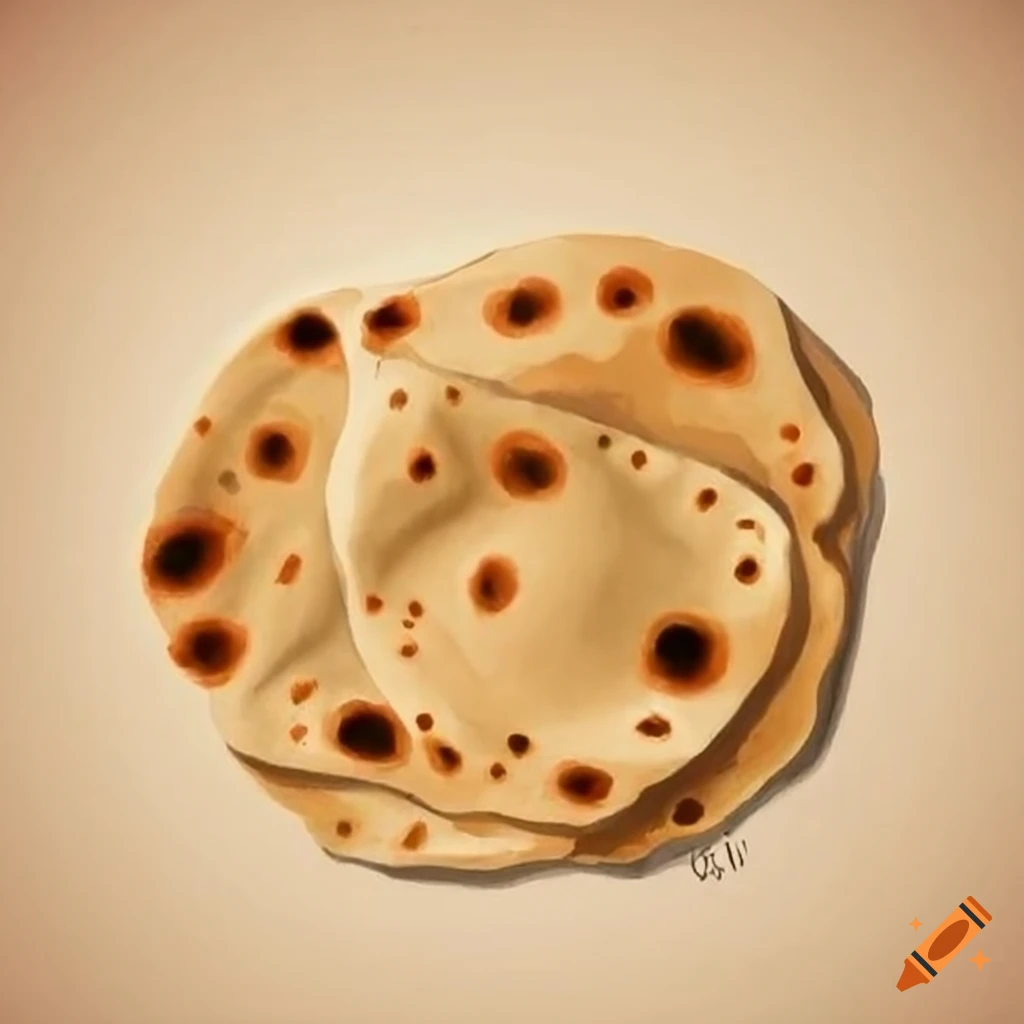Drawing of chapati on paper on Craiyon
