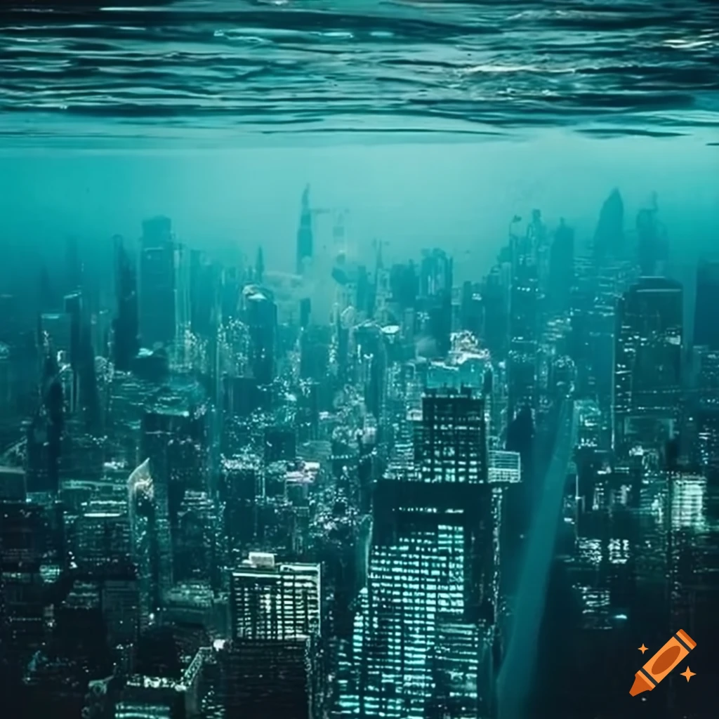 A futuristic underwater cityscape in New York on Craiyon