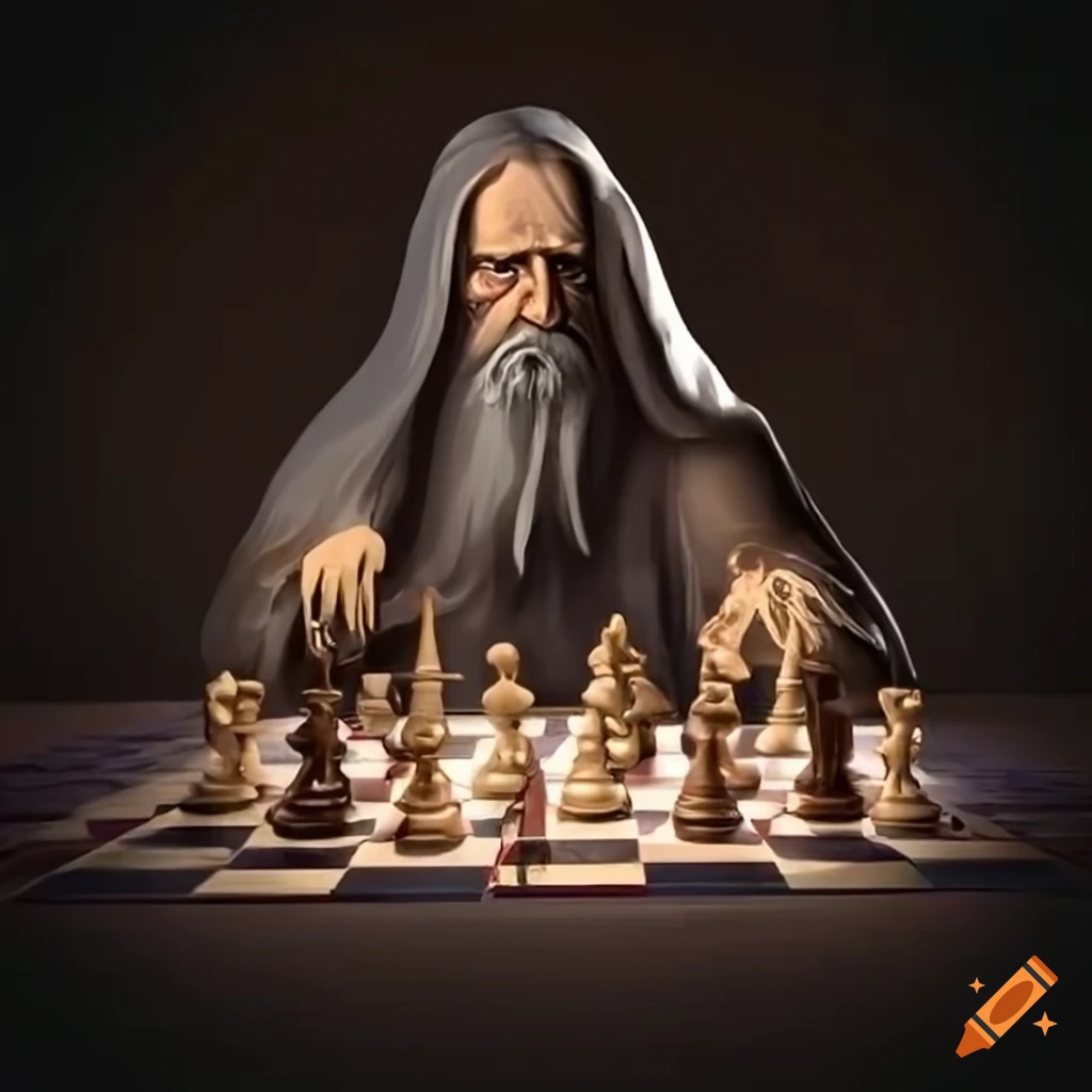 Wizard playing chess on Craiyon