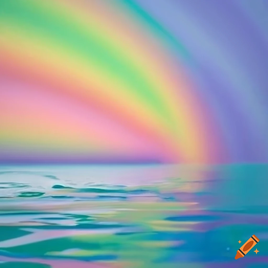 Pastel rainbow merging into water on Craiyon