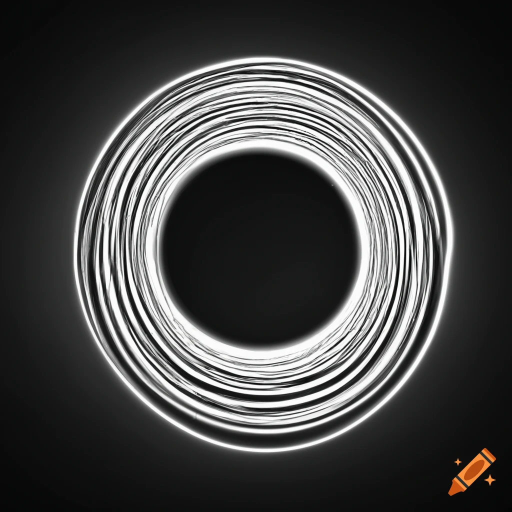 Detailed white circle on a black background on Craiyon