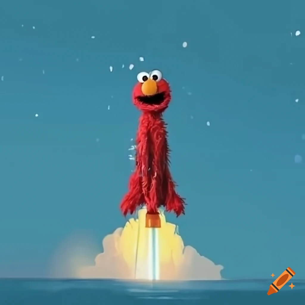 Elon Elmo on a rocket
