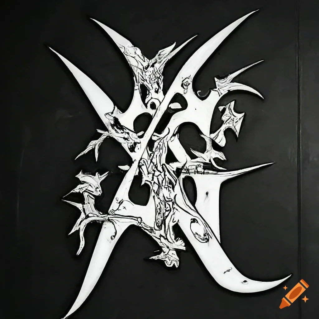 Abstract ornamental design with a mix of artistic elements in black and white