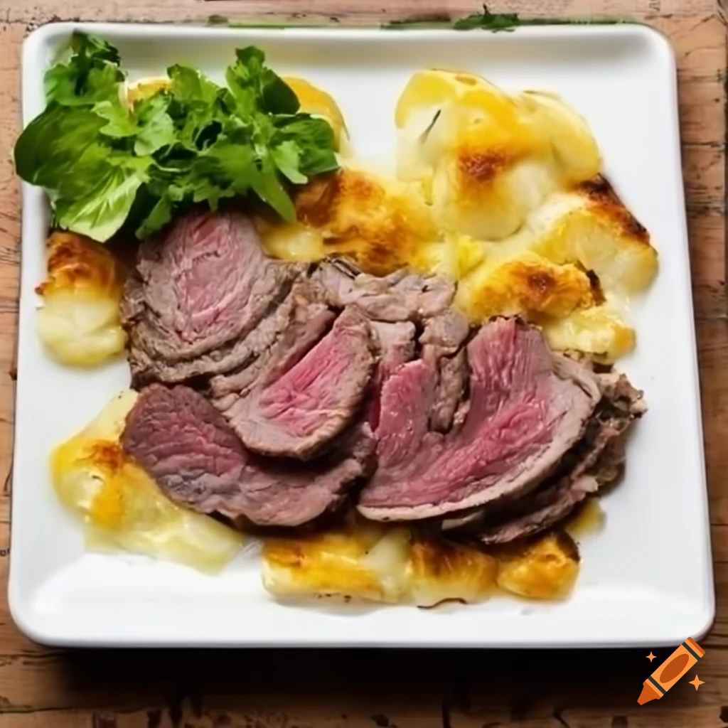 Beef roast and gratin dauphinois on Craiyon