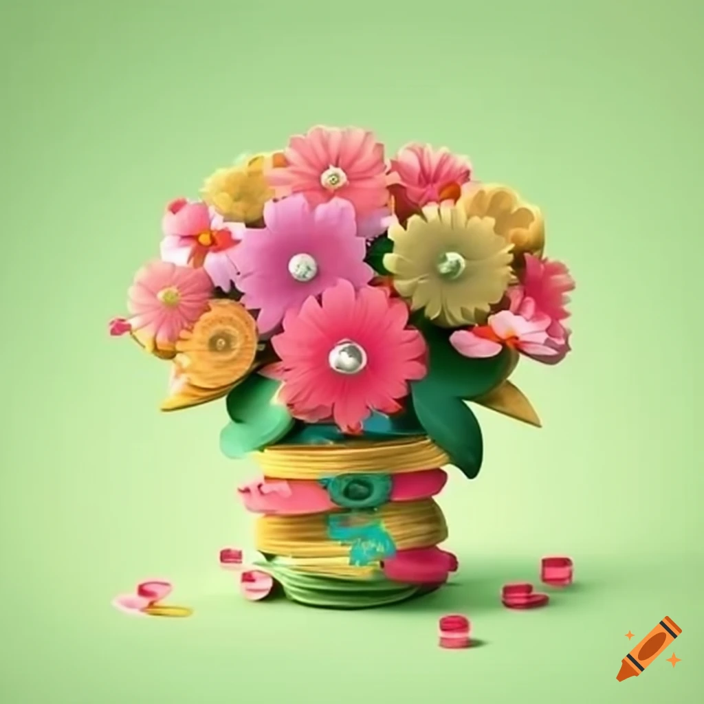 Cute flowers and money with tax documents on Craiyon