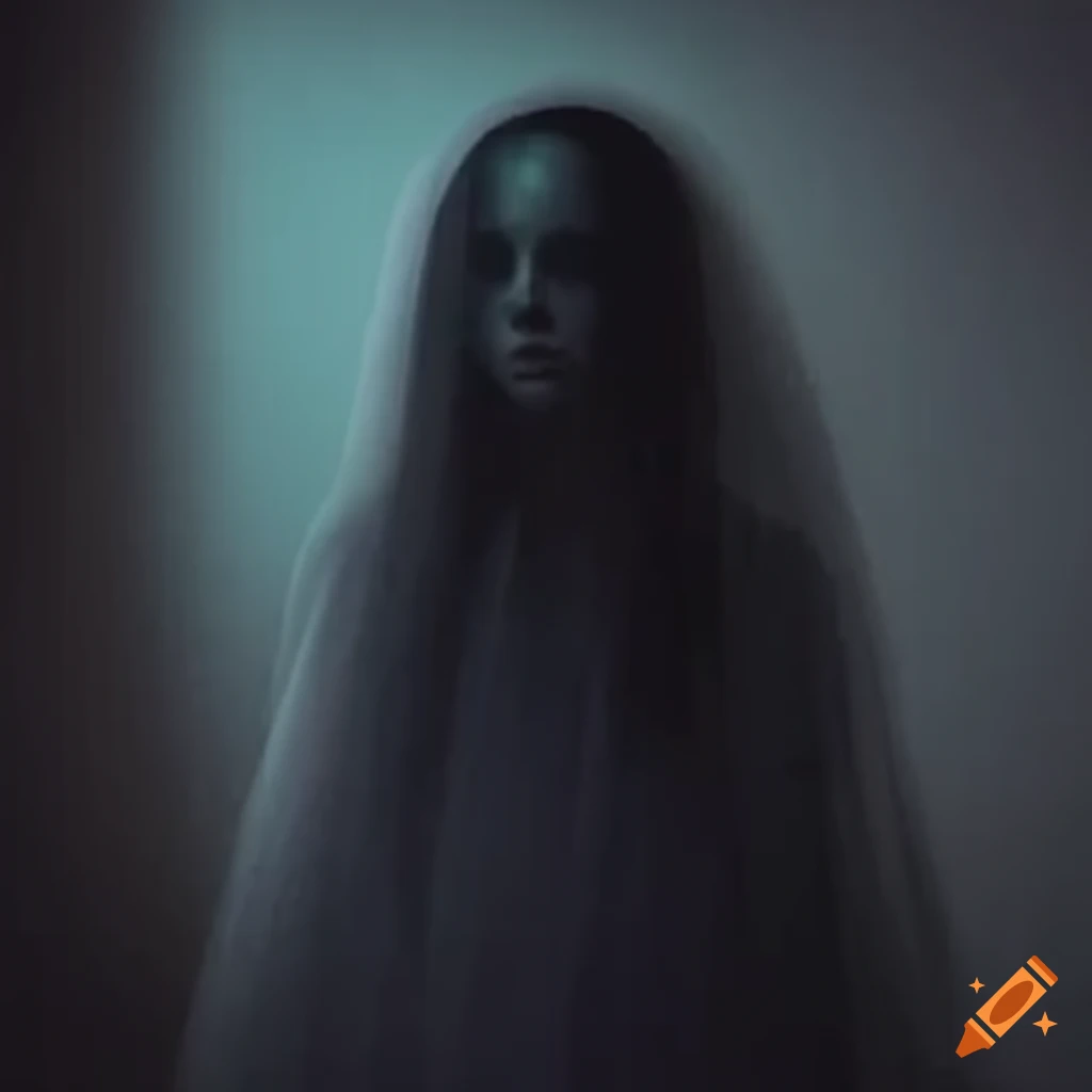 Transparent soul manifesting in a haunted house