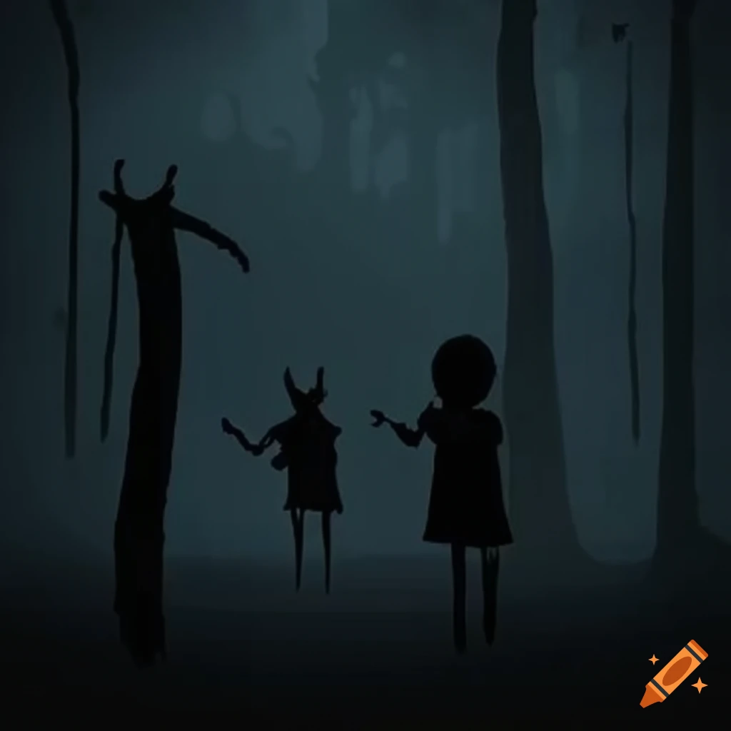 Eerie pointy silhouette peeking from the dark on a mysterious island