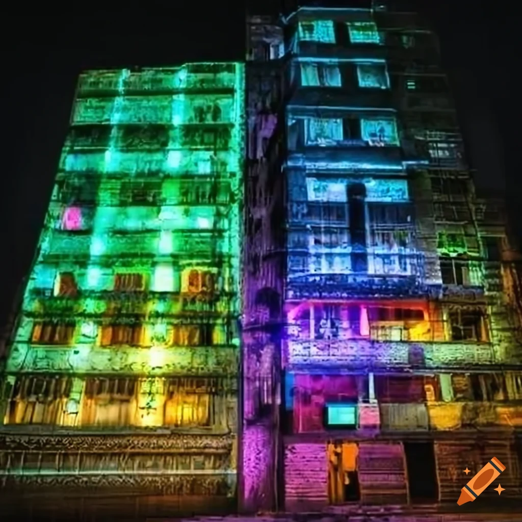 modern-three-story-building-with-integrated-shell-facade-at-night-on