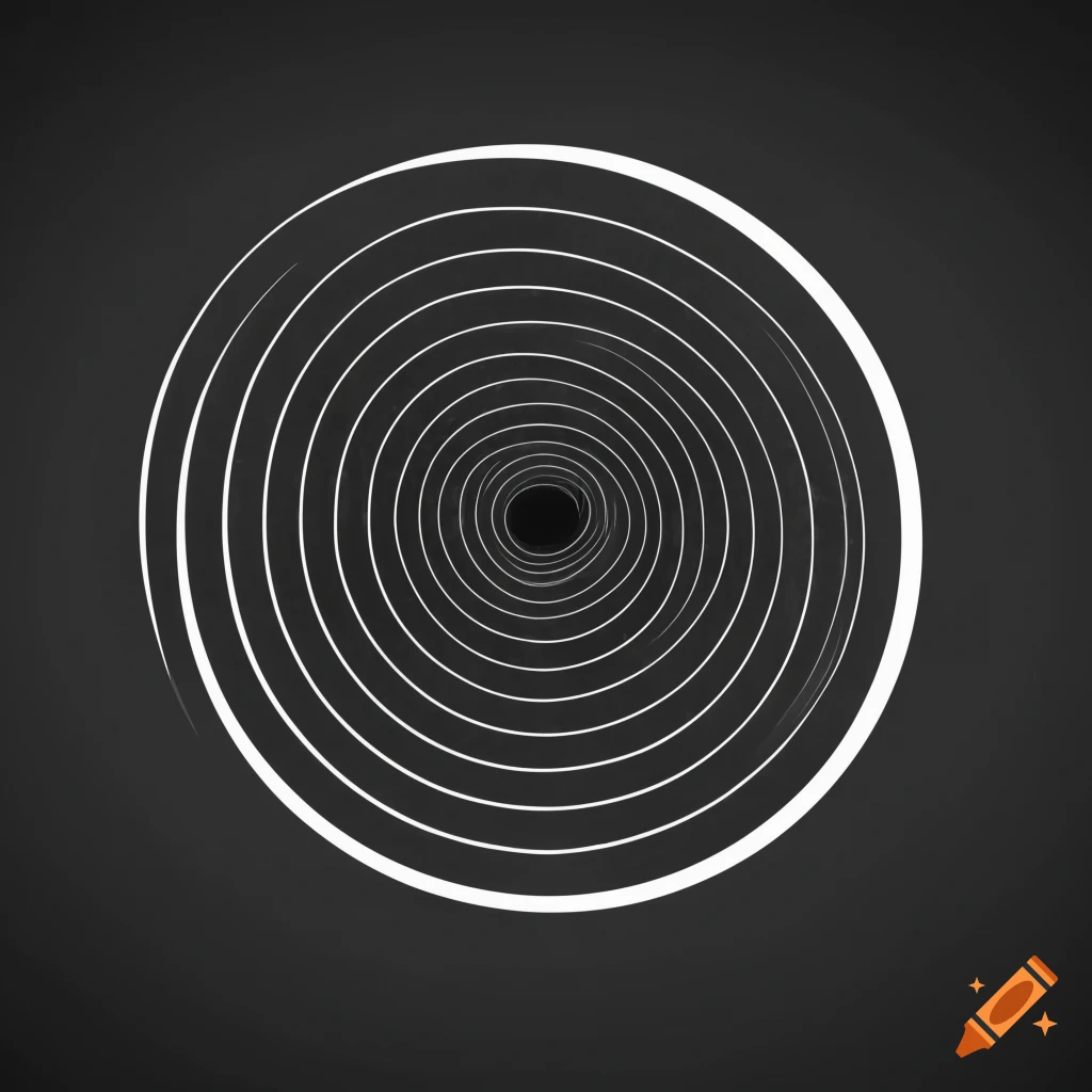 White circle with fine lines on a black background on Craiyon