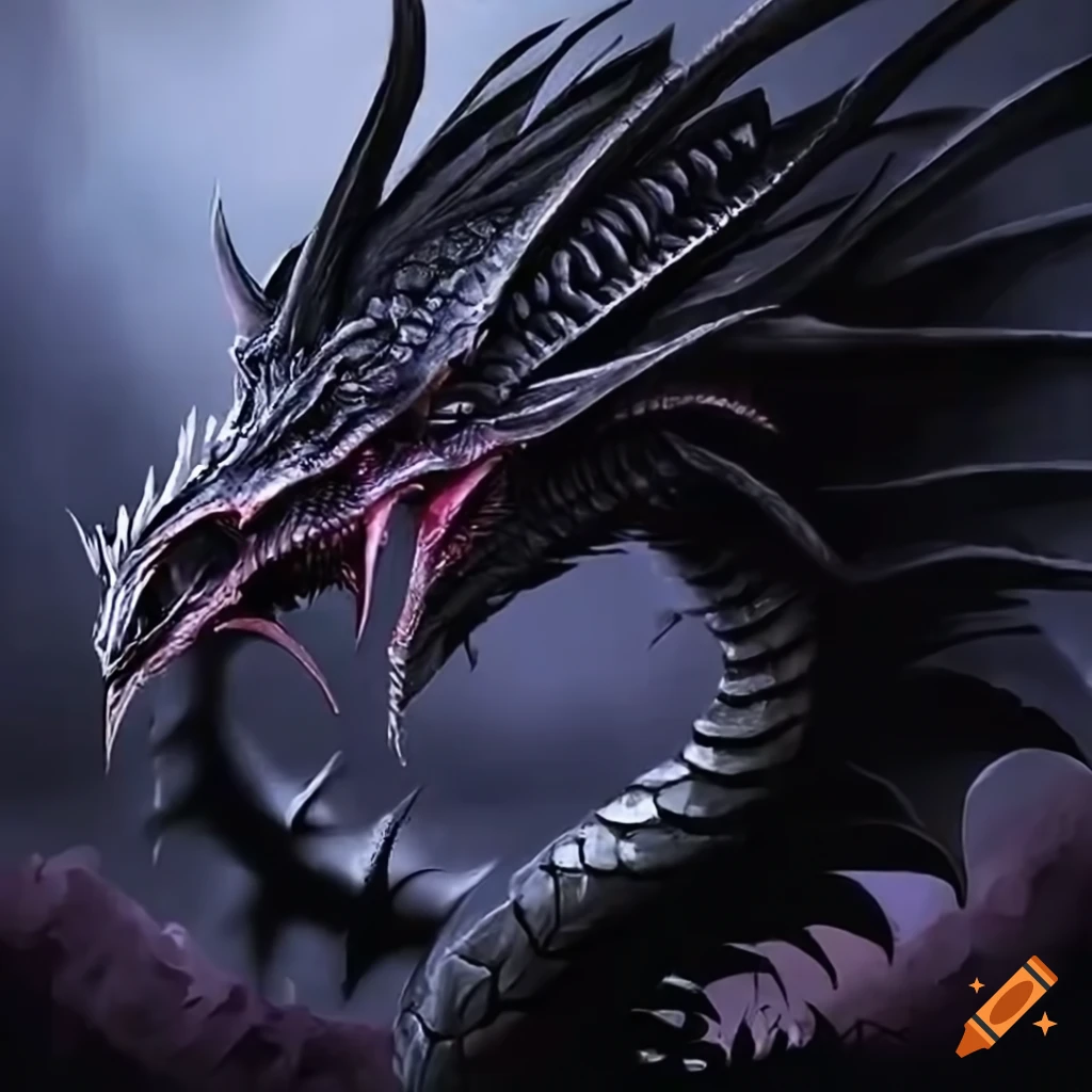 Majestic black dragon on Craiyon