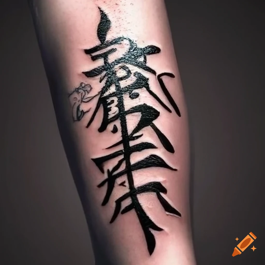 Barbwire tattoo with Chinese writing on Craiyon, image size:1024x1024
