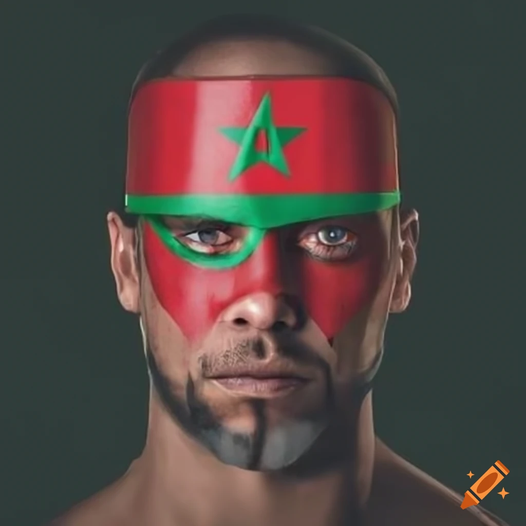 Warrior with flag of Morocco face paint