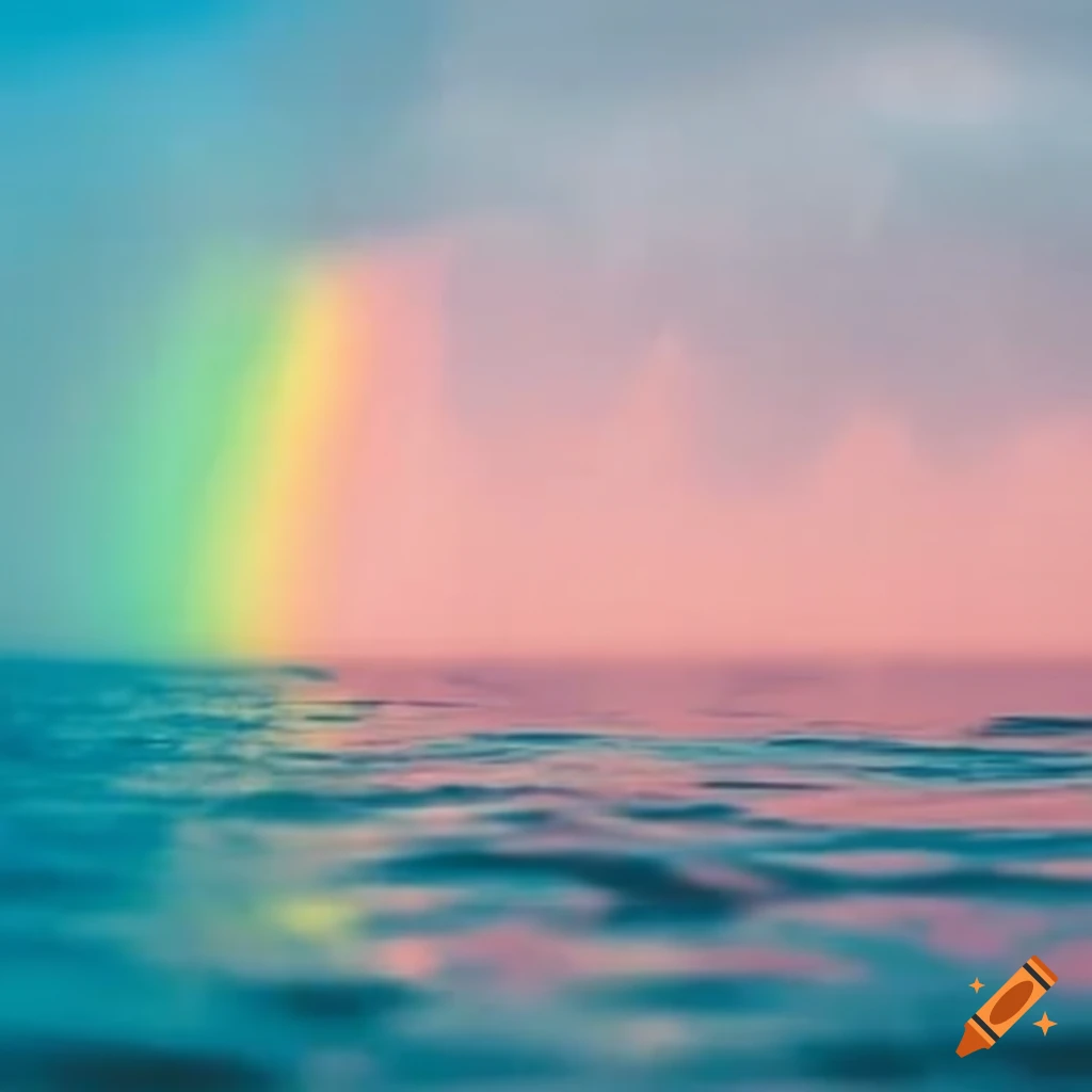 Pastel rainbow merging into water on Craiyon