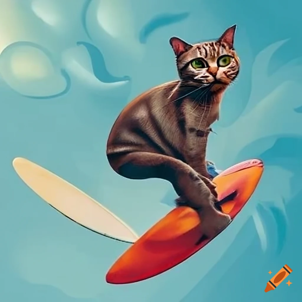 Surfer cat on Craiyon