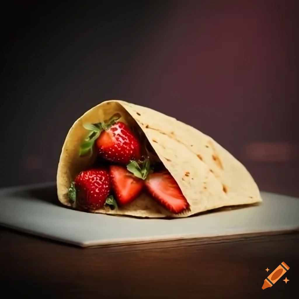 Taco filled with strawberries