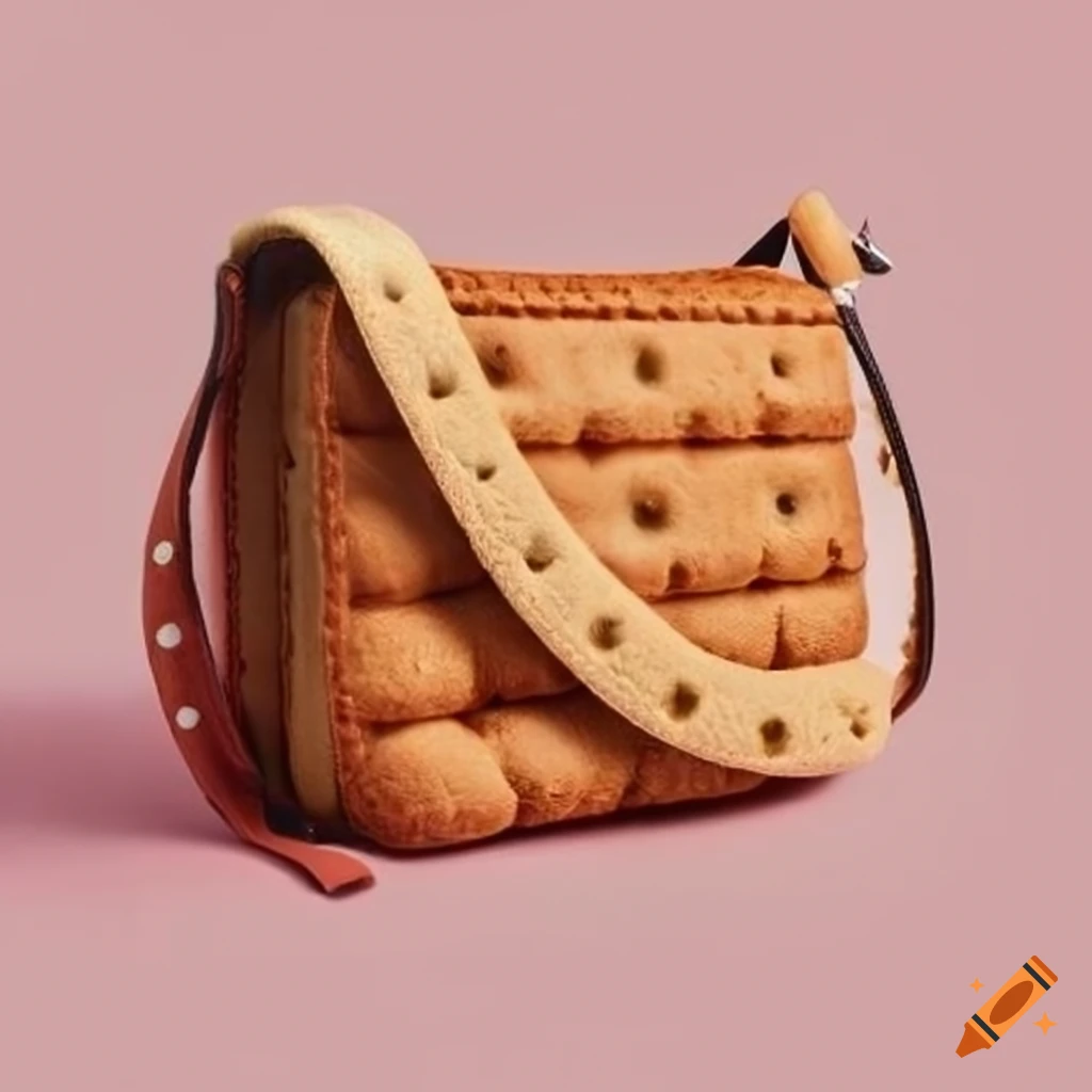 Biscuit in a shoulder bag on Craiyon