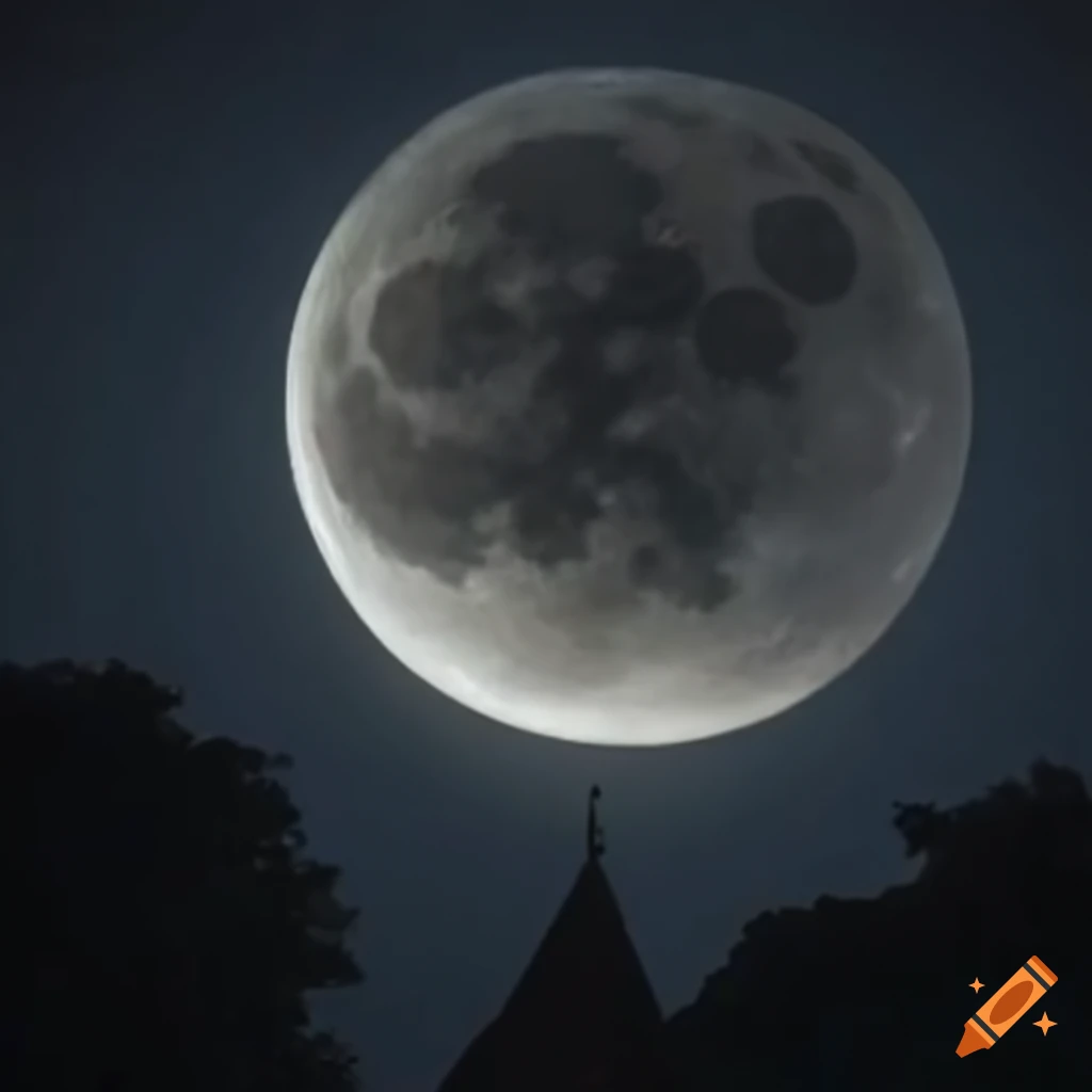 Moonlight shining through the trees on