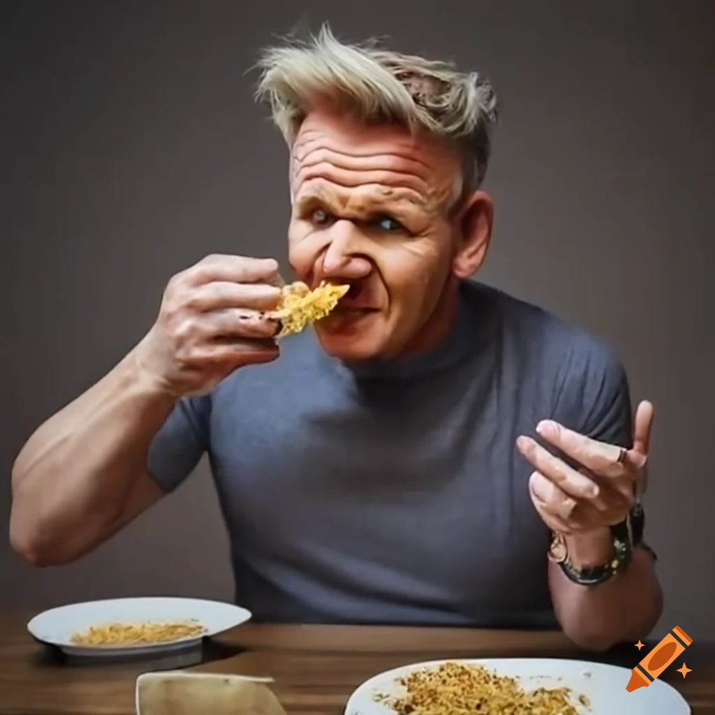 Gordon ramsay enjoying a unique dish on Craiyon