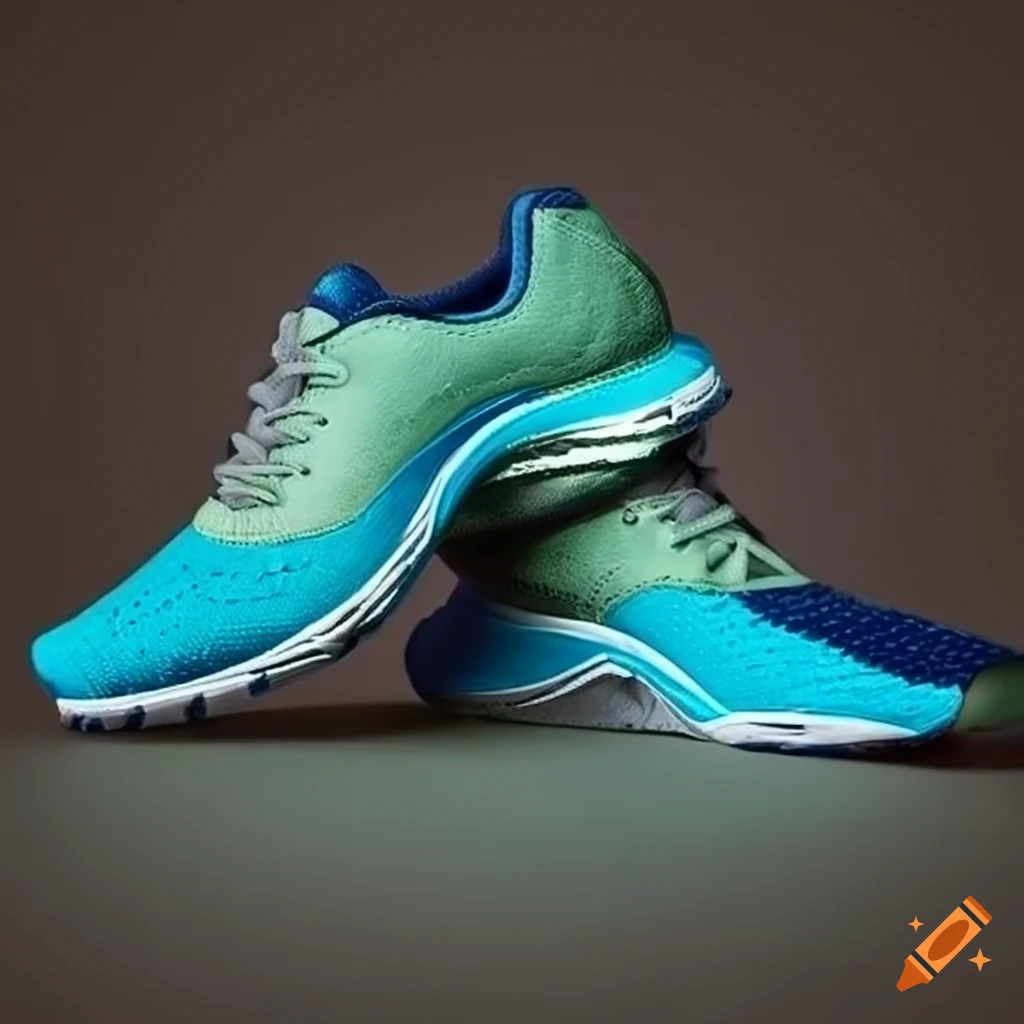 Modern ecofriendly turquoise running shoe on Craiyon