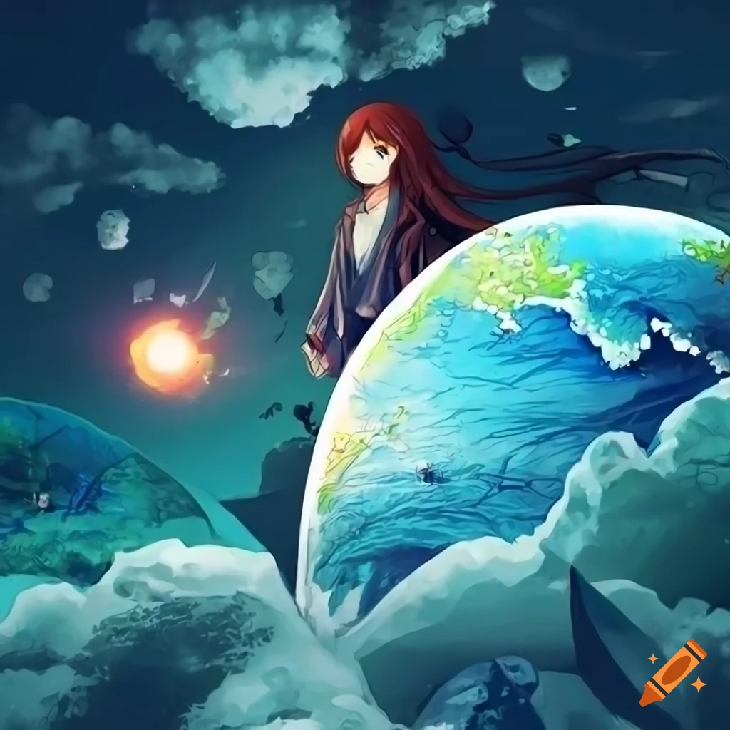 Anime style poster about climate change on Craiyon