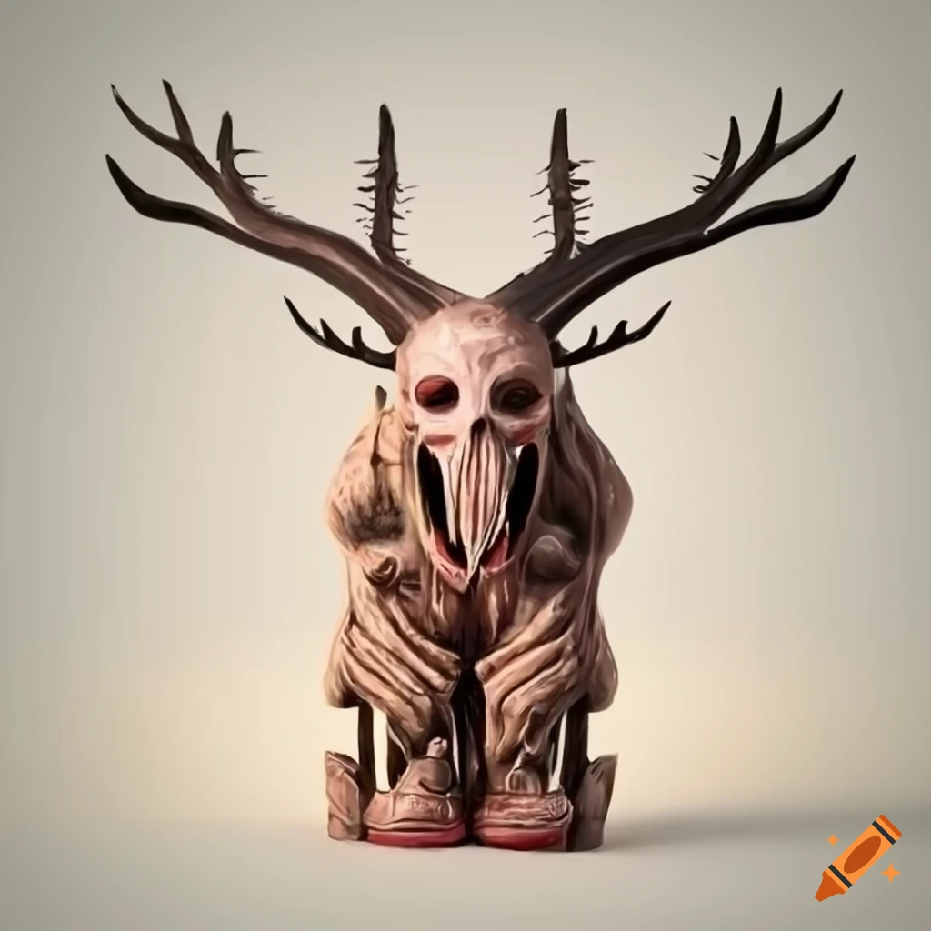 Totem pole with wendigo body