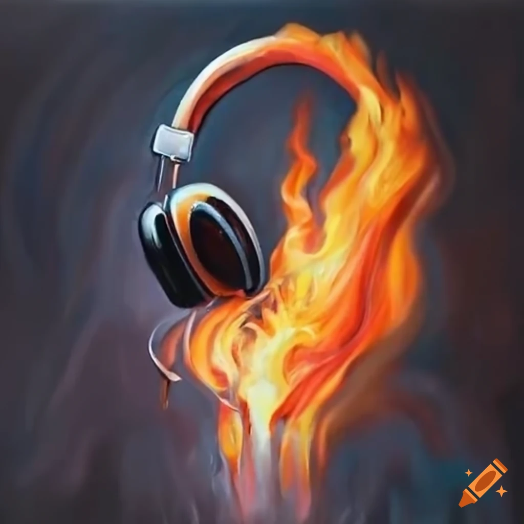 Burning headphones on Craiyon