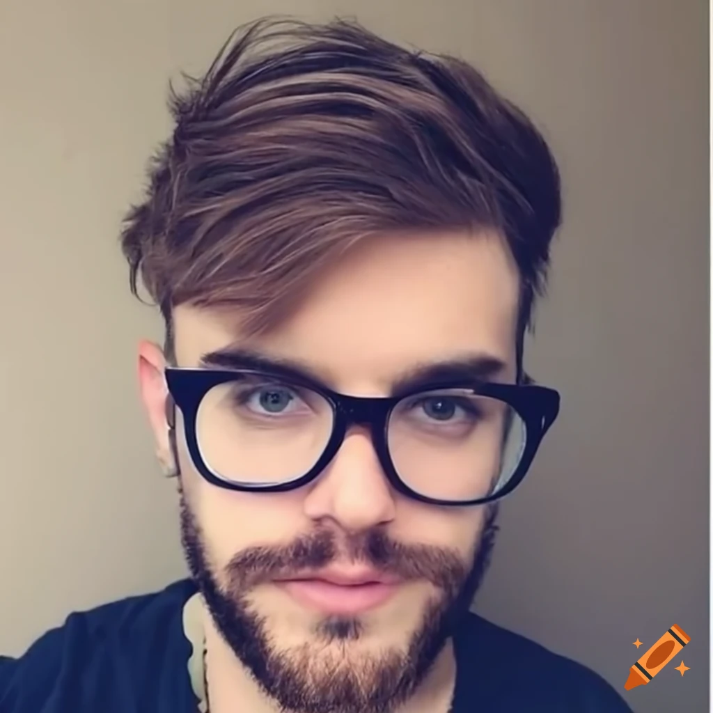 Portrait of a 24 year old man with glasses and brown hair
